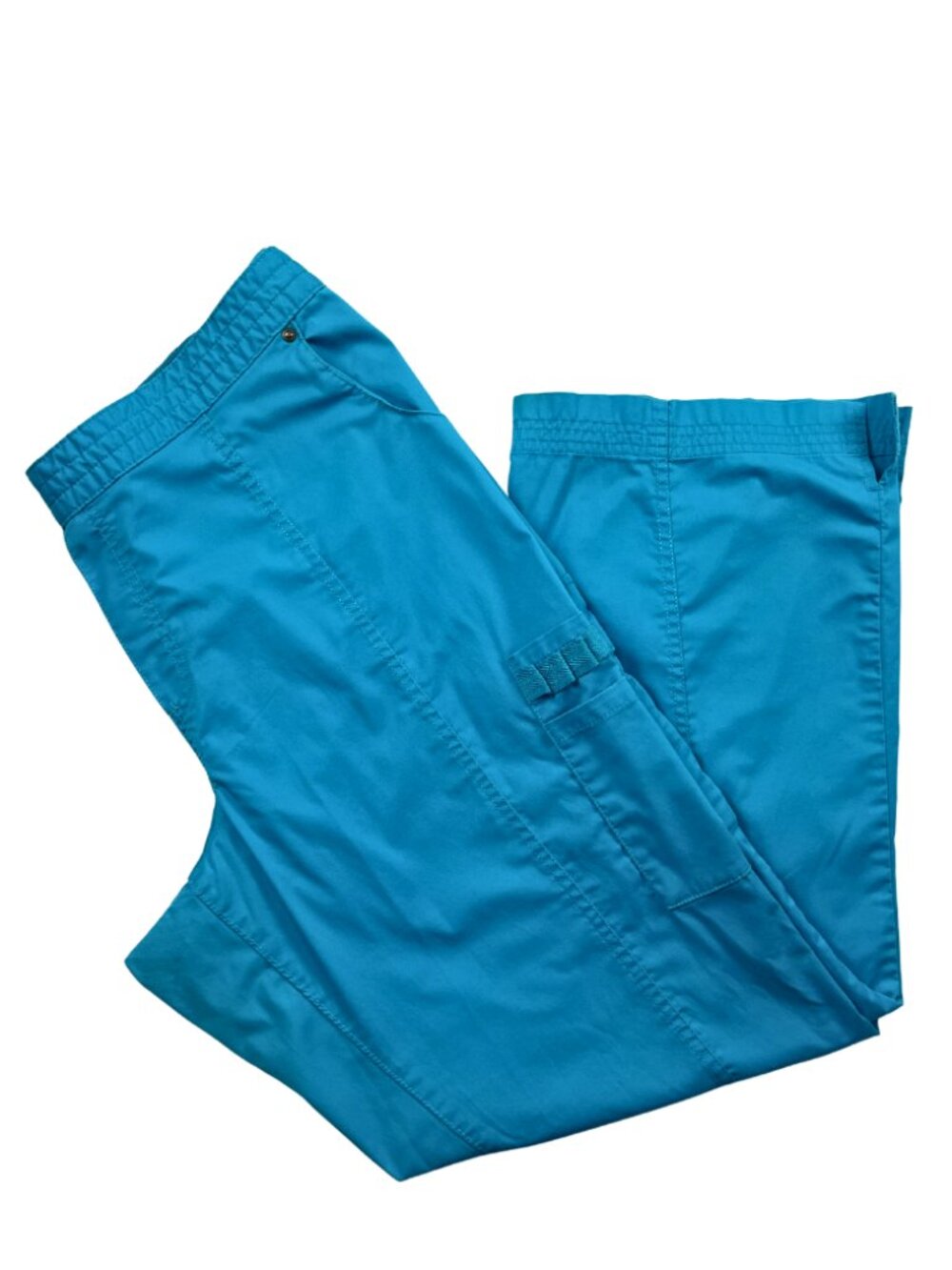 Beyond Scrubs XLG Teal Blue Cargo Scrub Pants Stretch Medical Uniform
